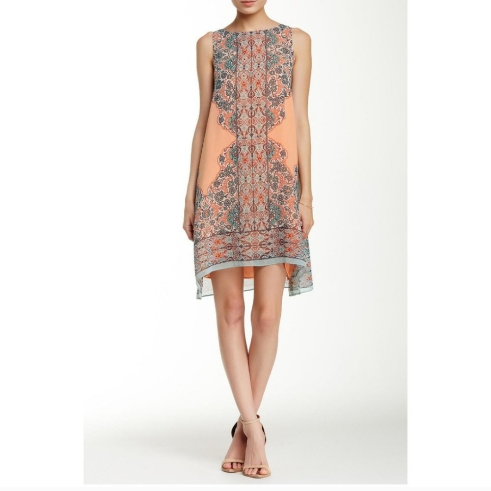 MAX STUDIO Gorgeous Scarf Print Sleeveless Boatneck Print Slip Dress
